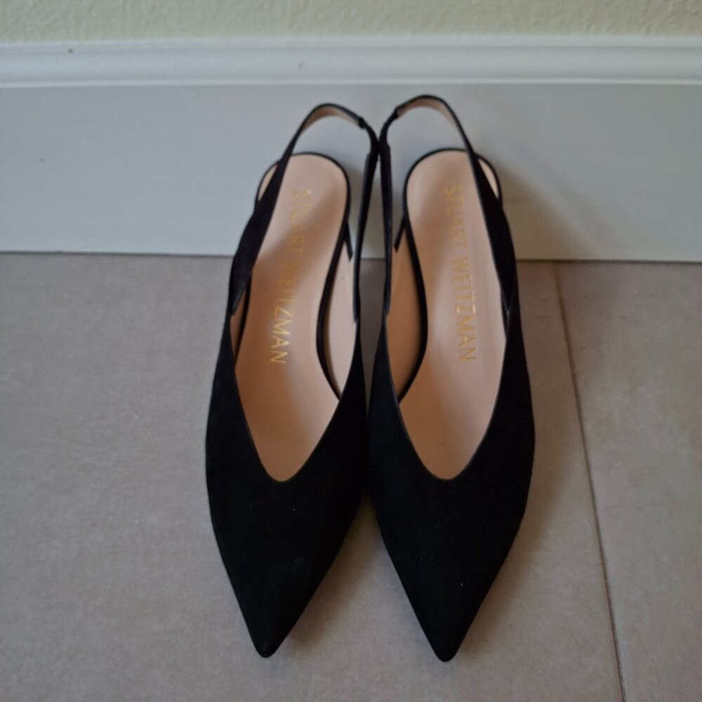 Stuart Weitzman Avianna Black Suede Slingbacks | Size 6.5